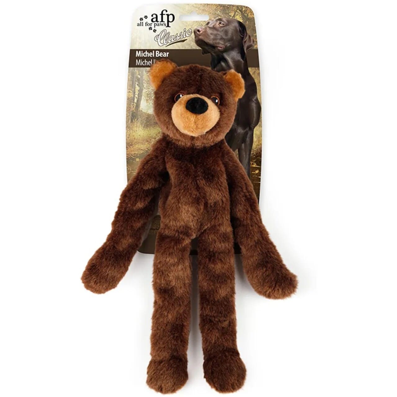 Afp Michel Bear 40cm Hundelegetøj   Blød Plys Med Reb Og Squeaker Til Hunde