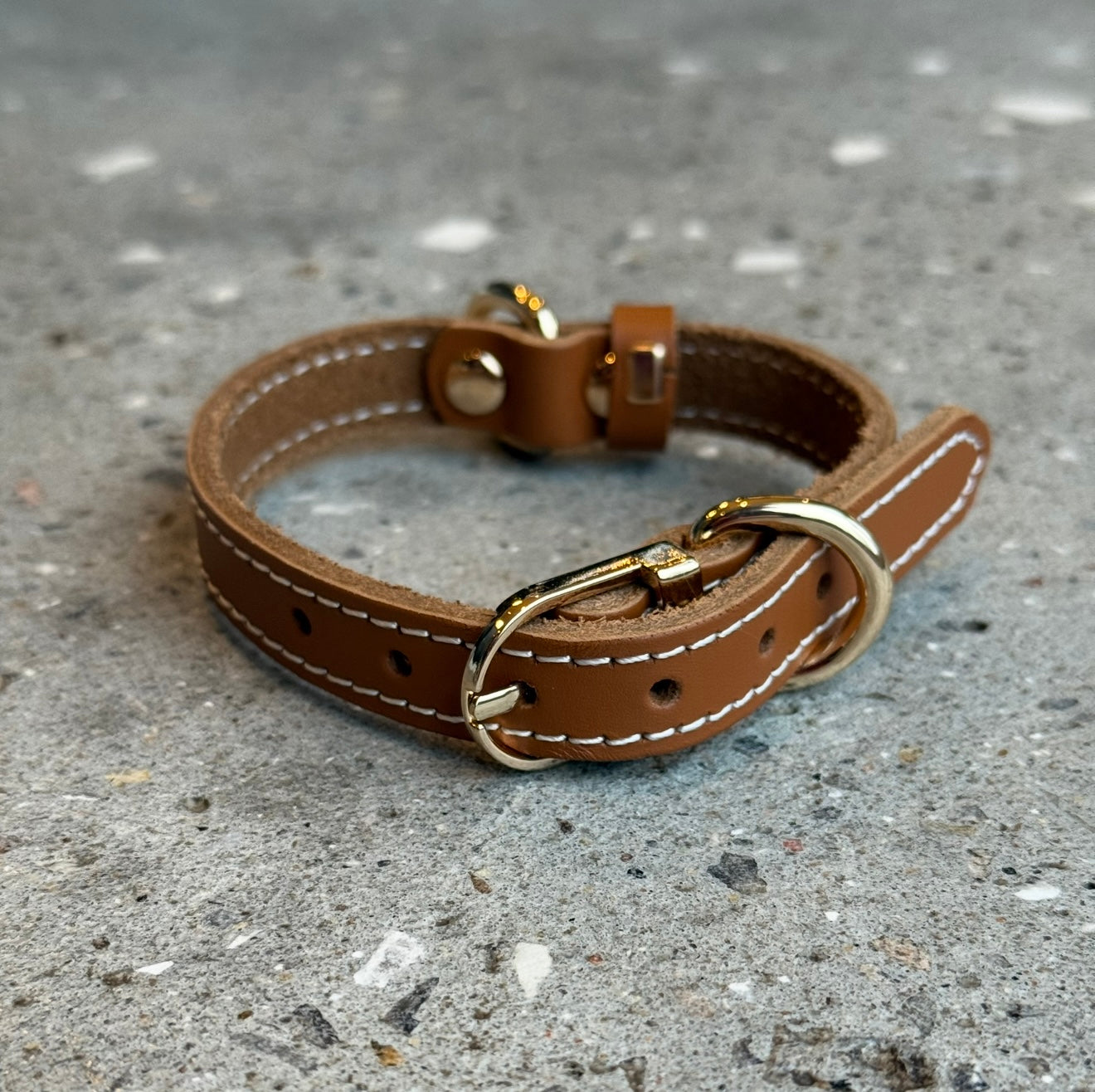 Hundehalsbånd   Cognac Læder   X Small
