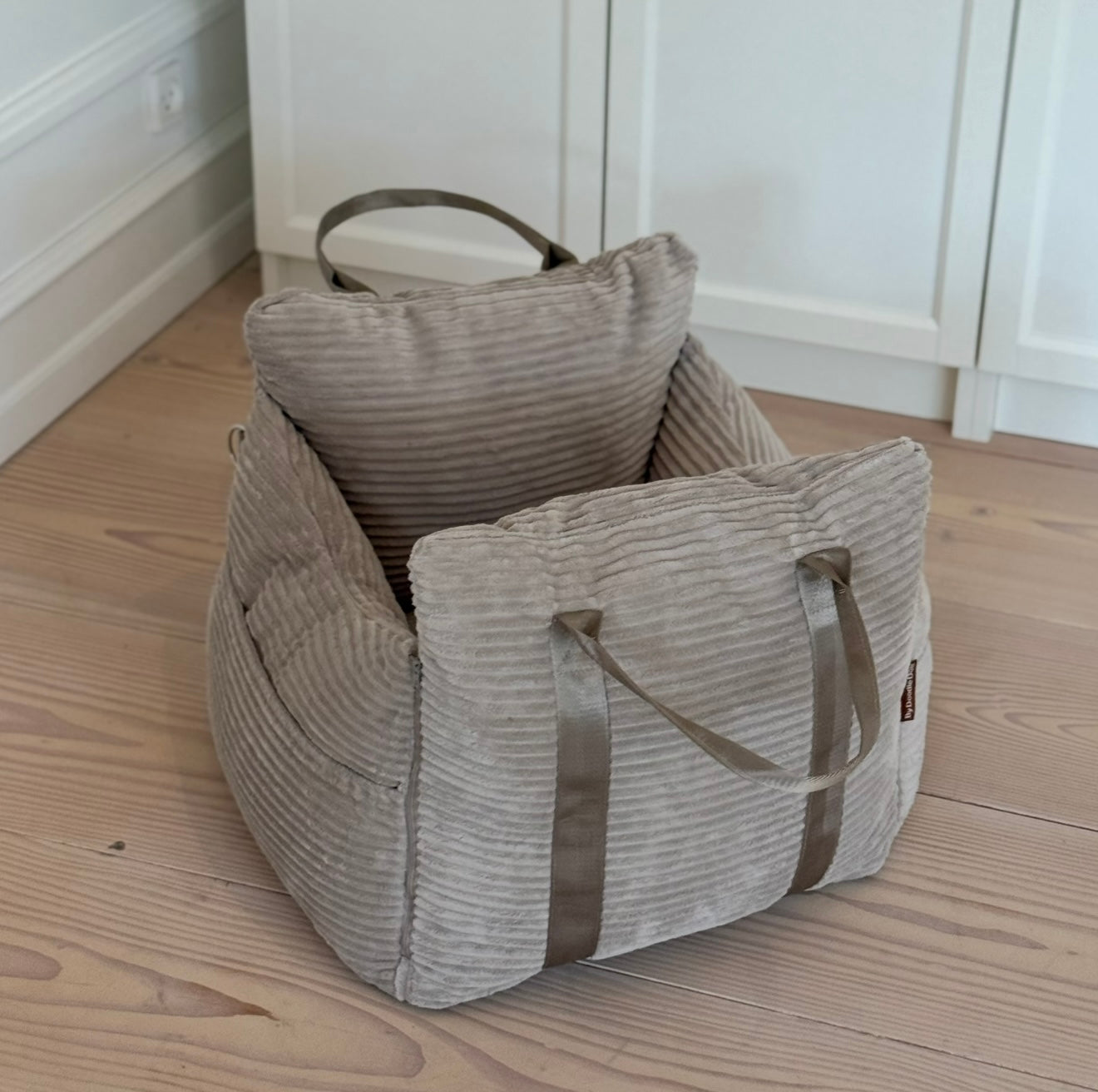 Lille Bjørk Bilsæde Til Hunde Beige Bred Fløjl 52 X 52 X 36 Cm