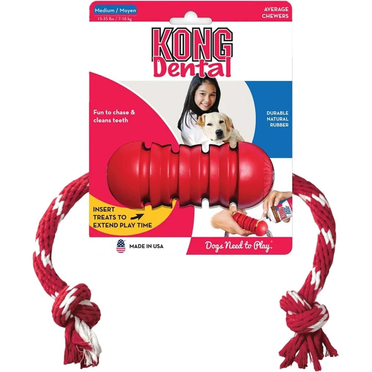 Imazo    Kong Dental Med Rep M 9x6cm   Tyggelegetøj Til Tandpleje   Hundelegetøj   Gummi  Vinyl Og Latex Quot Quot Reb   Alt Til Hunden