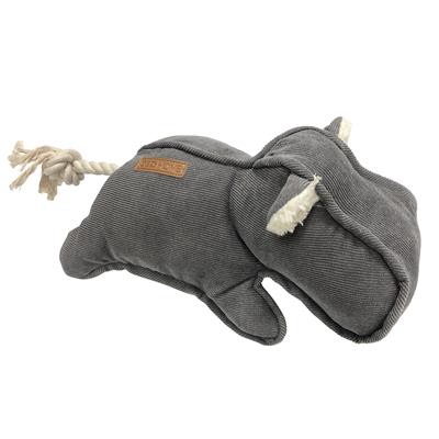 Akudim    D D Home Flodhest I Fløjl  30x14cm  Farve : Grå   Hundelegetøj   Bomuld Quot Quot Polyester   Alt Til Hunden