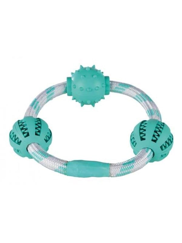 Trixie Denta Fun Rope Ring With Balls Mint Flav  Rubber  ø 20 Cm ø 5 Cm